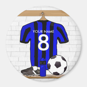 Personalised Black and blue football soccer Jersey Magnet