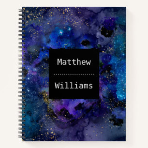 Personalised Black and Blue Galaxy Spiral Graph Notebook