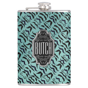 Personalised Black and Blue Hipster Pattern Hip Flask