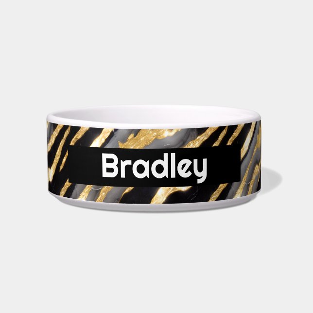Personalised Black and Faux Gold Bowl (Front)