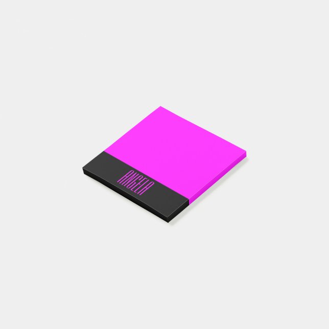 Personalised Black and Fuchsia Post-it Notes (Angled)