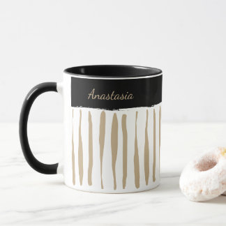 Personalised Black and Gold Artistic Stripes Mug