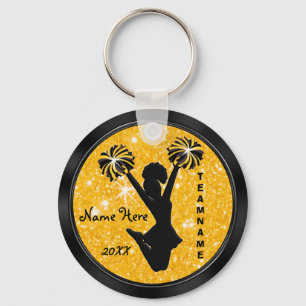 Personalised Black and Gold Cheer Keychains Cheap
