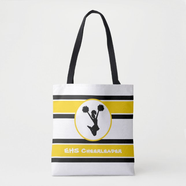 Personalised Black And Gold Cheerleader Tote (Front)