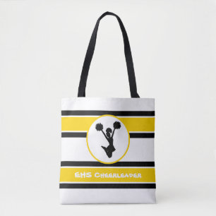 Personalised Black And Gold Cheerleader Tote Bag