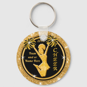 Personalised Black and Gold Cheerleading Keychains