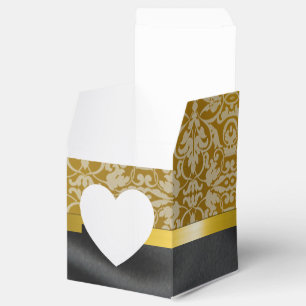 Personalised Black and Gold Damask Heart Box
