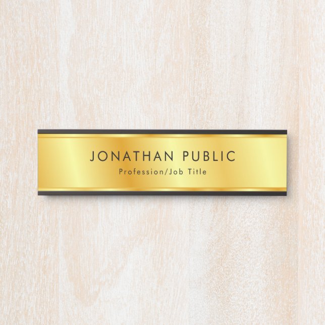 Personalised Black And Gold Elegant Modern Door Sign (Front)