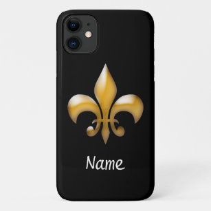Personalised Black and Gold Fleur de Lis Case-Mate iPhone Case