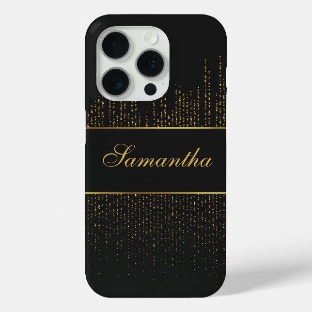 Personalised Black and Gold Glitter Case-Mate iPhone Case (Back)