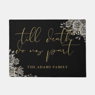 Personalised Black And Gold Goth Doormat