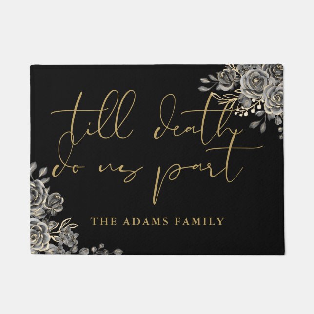 Personalised Black And Gold Goth Doormat (Front)