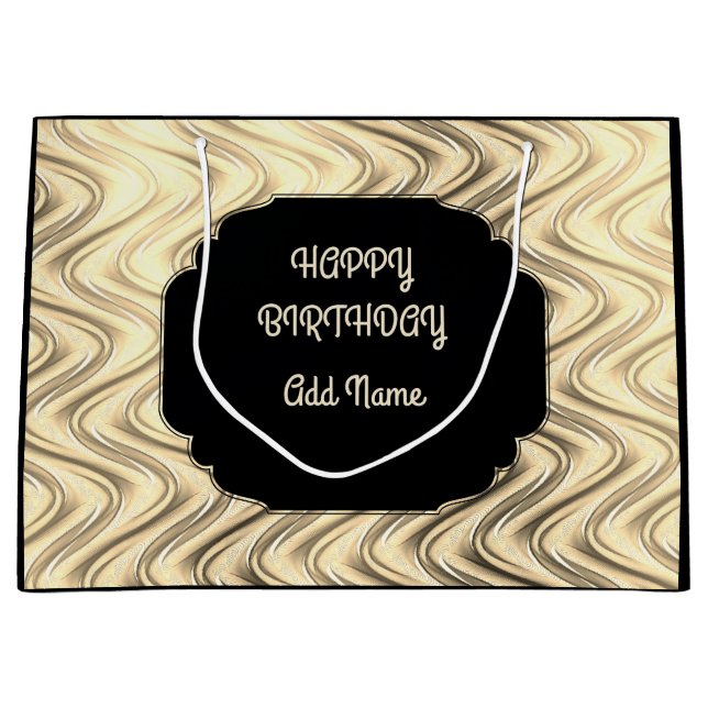 Personalised Black and Gold Large Gift Bag (Front)