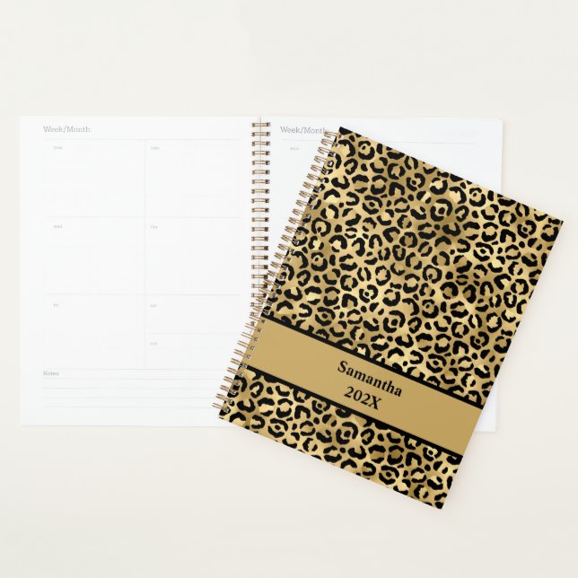 Personalised Black and Gold Leopard Print Planner (Display)