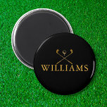 Personalised Black And Gold Name Golf Clubs Magnet<br><div class="desc">Personalise the name in classic typography to create a unique golf gift and keepsake for any golfer. Designed by Thisisnotme©</div>