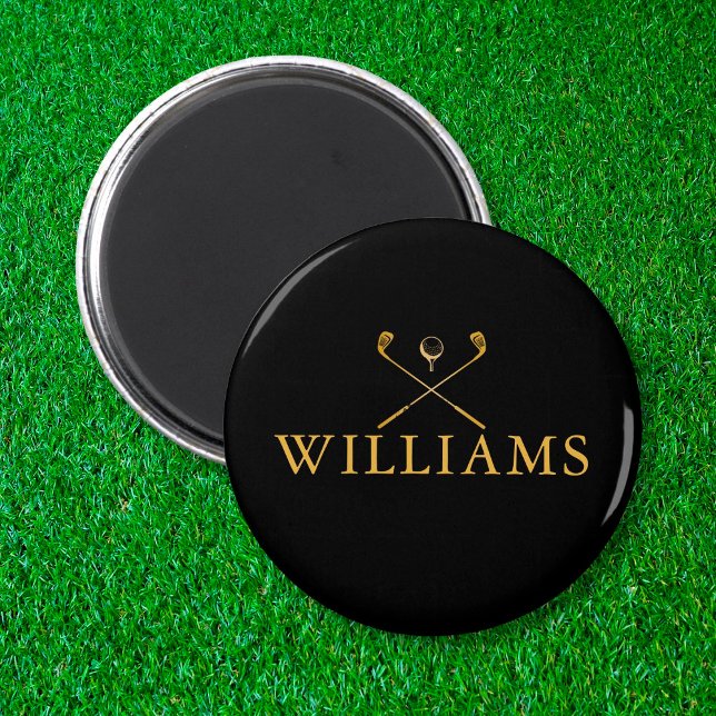 Personalised Black And Gold Name Golf Clubs Magnet (Creator Uploaded)