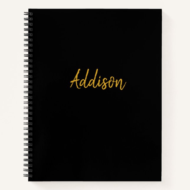 Personalised Black and Gold Notebook (Front)