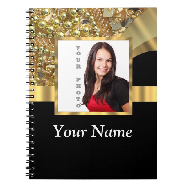 Personalised black and gold notebook (Front)