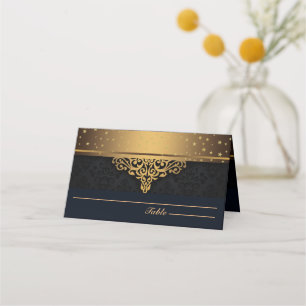Personalised Black and Gold Place Card