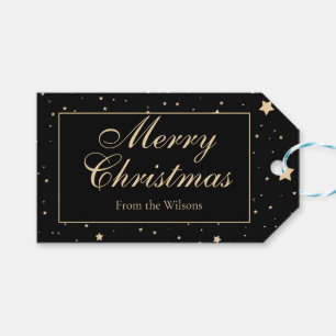 Personalised Black and Gold Starry Night Christmas Gift Tags