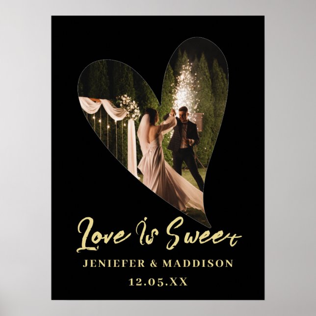 Personalised Black And Gold wedding  Poster (Front)