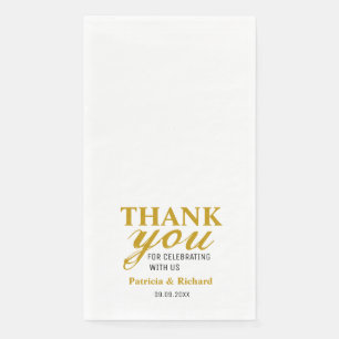 Personalised Black And Gold Wedding Thank You Napkin
