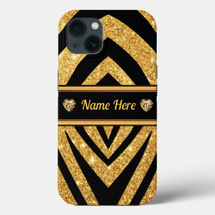 Personalised Black and Gold Zebra Print Phone Case