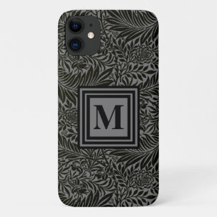 Personalised Black and Grey Botanical Monogram iPhone 11 Case