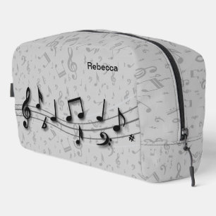 Personalised Black and Grey Music Notes Dopp Kit