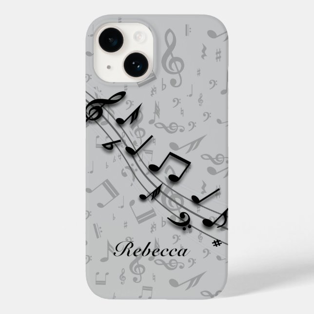 Personalised black and grey musical notes Case-Mate iPhone case (Back)