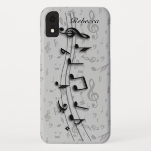 Personalised Black and Grey Musical notes iPhone XR Case