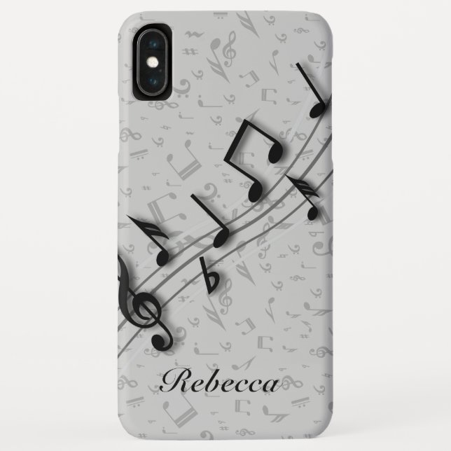 Personalised Black and Grey Musical Notes Case-Mate iPhone Case (Back)