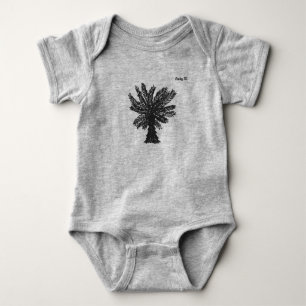 Personalised Black And Grey Palm Tree Baby Bodysuit