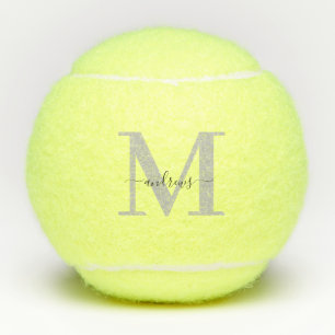 Personalised black and grey Signature Name Tennis Balls