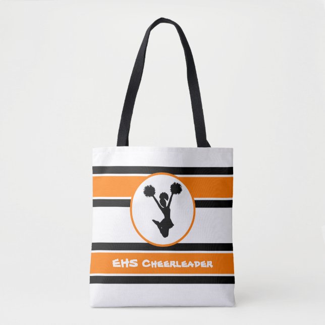 Personalised Black And Orange Cheerleader Tote (Front)