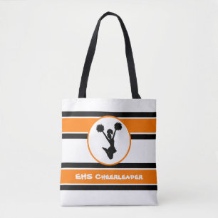 Personalised Black And Orange Cheerleader Tote Bag