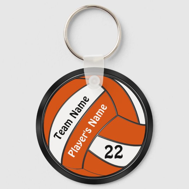Personalised Black and Orange Volleyball Keychains (Front)