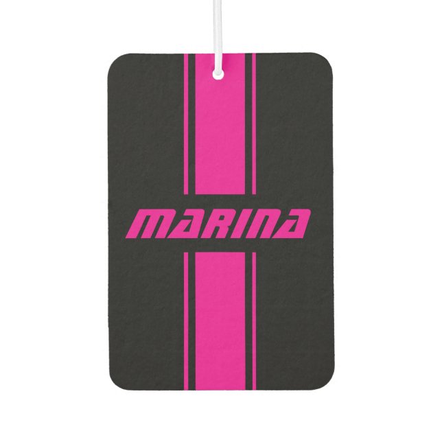 personalised black and pink Set of Car Mats Air Freshener (Front)