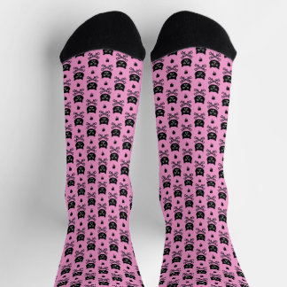 Personalised Black and Pink Skull pattern  Socks