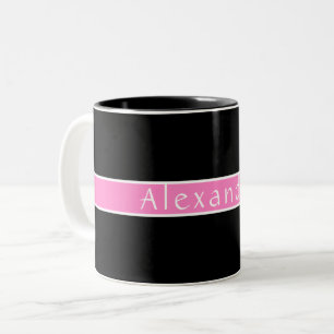 Personalised Black and Pink Two-Tone Coffee Mug