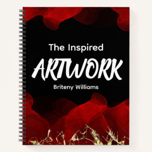 Personalised Black and Red Artist Sketchbook Notebook