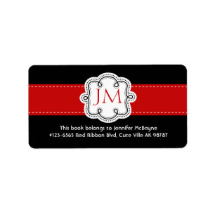 Personalised Black and Red Ladies  Bookplate Label