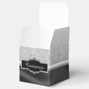 Personalised Black and Silver Damask Cube Box