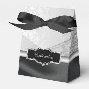 Personalised Black and Silver Damask Favour Box 2