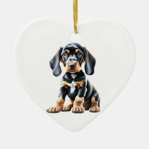 Personalised Black and Tan Coonhound Puppy Ceramic Ornament