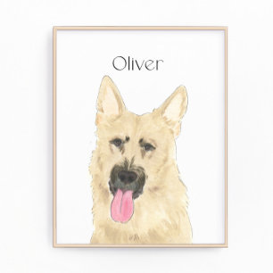 Personalised Black and Tan German Shepherd Art Photo Print