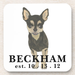 Personalised Black and Tan Short Haired Chihuahua Coaster