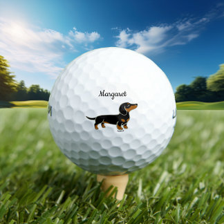 Personalised Black and Tan Smooth Hair Dachshund Golf Balls