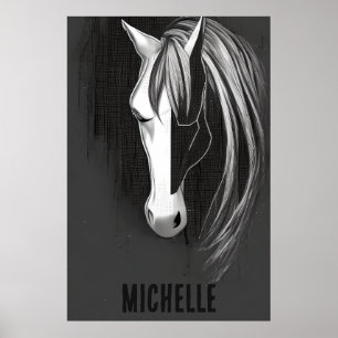 Personalised Black and White Abstract Horse Poster