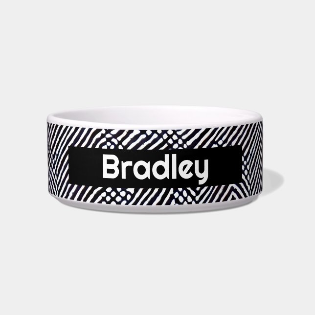Personalised Black and White Abstract Pattern Bowl (Front)